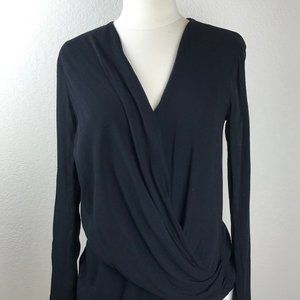 Zara Faux Wrap/Drape Blouse with Sheer Back